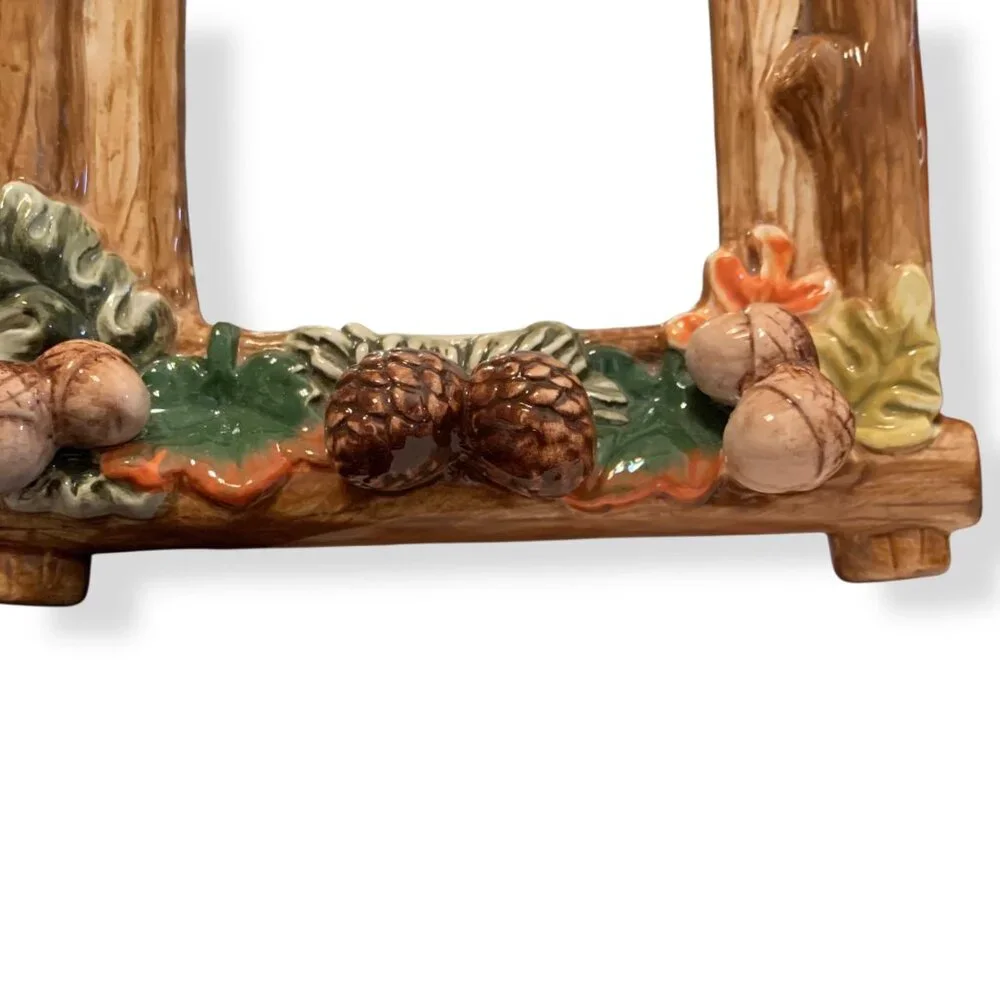 Rustic Vintage Pine Cone Ceramic Picture‎ Frame Woodland Nature Decor Cabin